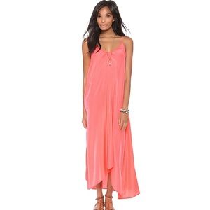 Pink Stitch - bright coral beach cover up maxi dress